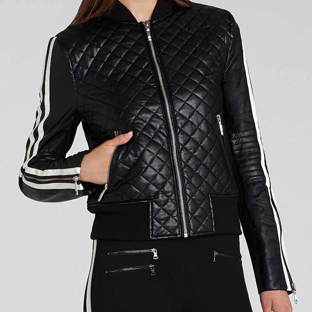 BCBG MAXAZRIA ‘Morgan’ Quilted Faux Leather Jacket